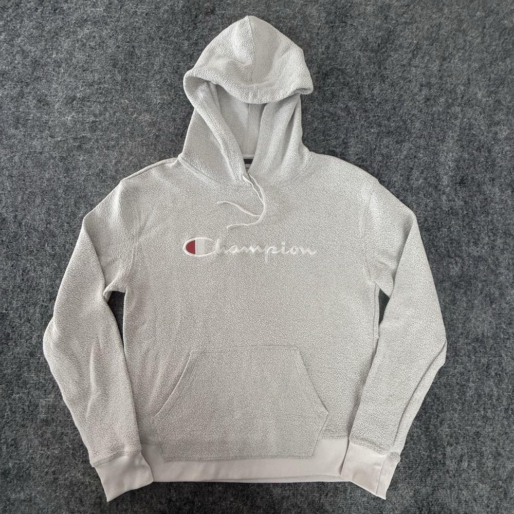Champion Authentic Athleticwear Script‎ Logo Pullover Hoodie Size Medium White